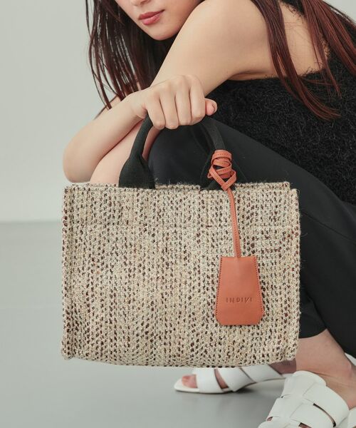 INDIVI / インディヴィ トートバッグ | ツイードスモールトートバッグ(ライトグレー(011))