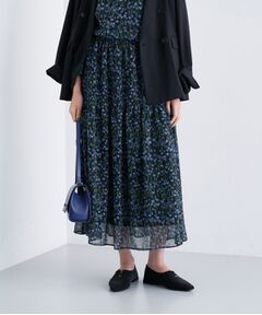 INDIVI / インディヴィ ロング・マキシ丈スカート | 【秋映え柄/セットアップ可能】フラワーシフォンスカート