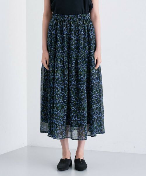 INDIVI / インディヴィ ロング・マキシ丈スカート | 【秋映え柄/セットアップ可能】フラワーシフォンスカート | 詳細10