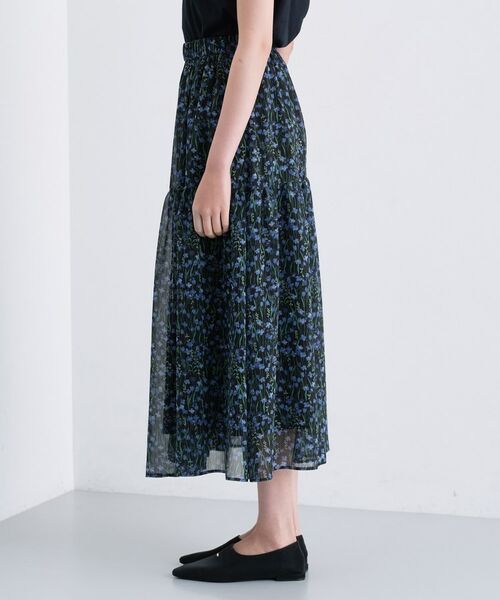 INDIVI / インディヴィ ロング・マキシ丈スカート | 【秋映え柄/セットアップ可能】フラワーシフォンスカート | 詳細11