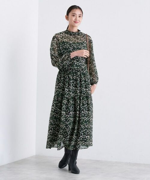 INDIVI / インディヴィ ロング・マキシ丈スカート | 【秋映え柄/セットアップ可能】フラワーシフォンスカート | 詳細4