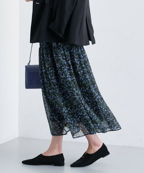 INDIVI / インディヴィ ロング・マキシ丈スカート | 【秋映え柄/セットアップ可能】フラワーシフォンスカート | 詳細7