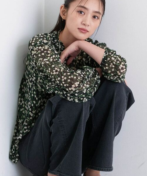INDIVI / インディヴィ シャツ・ブラウス | 【秋映え柄/セットアップ可能】フラワーシフォンブラウス | 詳細2
