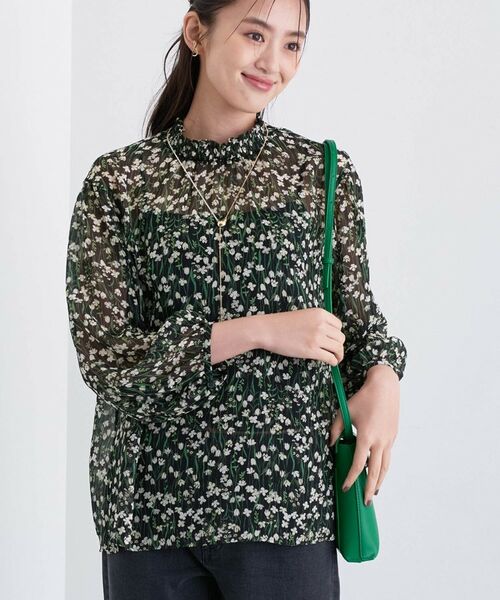 INDIVI / インディヴィ シャツ・ブラウス | 【秋映え柄/セットアップ可能】フラワーシフォンブラウス | 詳細3