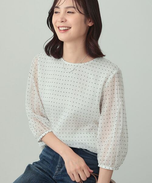 INDIVI / インディヴィ シャツ・ブラウス | フロッキードットブラウス | 詳細1