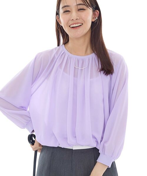 INDIVI / インディヴィ カットソー | 【体型カバー／マシンウォッシュ対応】シアージャージトップス | 詳細14