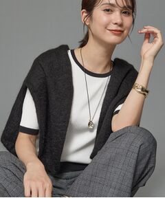 INDIVI / インディヴィ ニット・セーター | 【インナーで活躍／アンサンブル】クルーネック半袖ニット