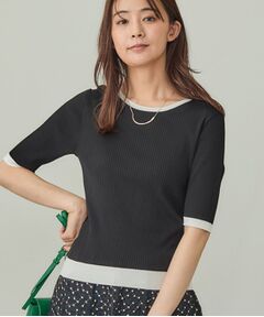 INDIVI / インディヴィ ニット・セーター | 【インナーで活躍／アンサンブル】クルーネック半袖ニット