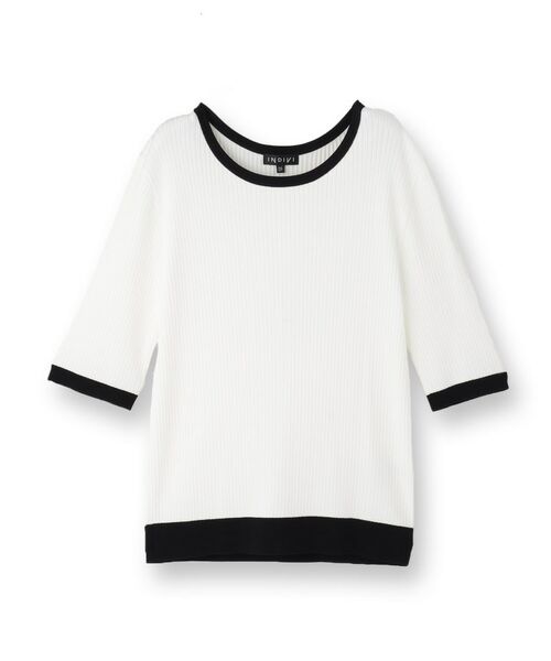 INDIVI / インディヴィ ニット・セーター | 【インナーで活躍／アンサンブル】クルーネック半袖ニット | 詳細1