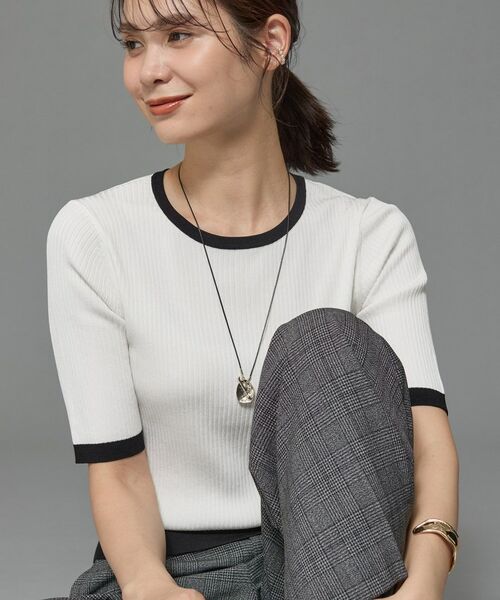 INDIVI / インディヴィ ニット・セーター | 【インナーで活躍／アンサンブル】クルーネック半袖ニット | 詳細10
