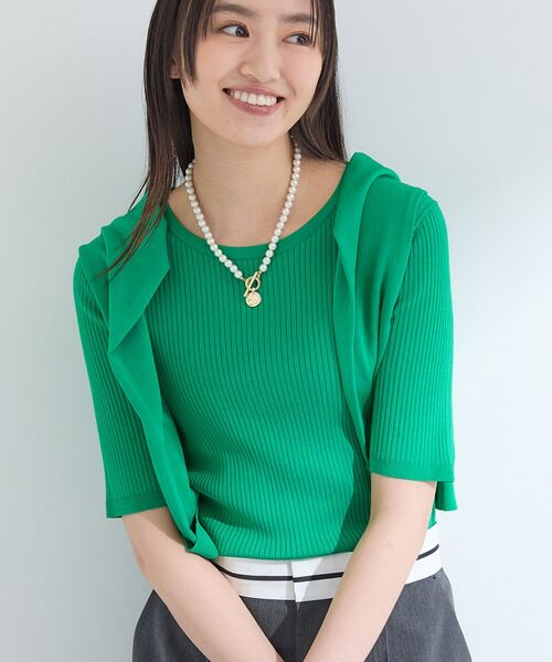 INDIVI / インディヴィ ニット・セーター | 【インナーで活躍／アンサンブル】クルーネック半袖ニット | 詳細2