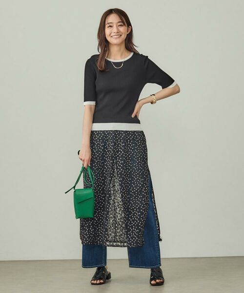 INDIVI / インディヴィ ニット・セーター | 【インナーで活躍／アンサンブル】クルーネック半袖ニット | 詳細7