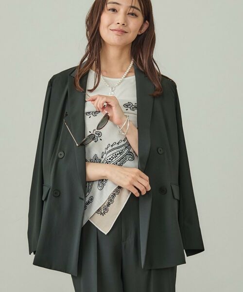 INDIVI/インディヴィ 【軽く羽織れる！】ダブルジャケット チャコールグレー(013) 40(L)