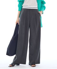 INDIVI / インディヴィ パンツ | 【ウール調素材】ベルトデザインワイドパンツ