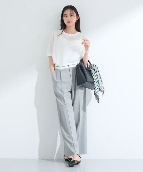 INDIVI / インディヴィ パンツ | 【ウール調素材】ベルトデザインワイドパンツ | 詳細4