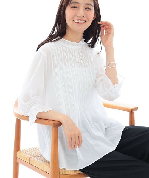 INDIVI / インディヴィ シャツ・ブラウス | 【洗える/コットン】ピンタックシアーブラウス | 詳細2