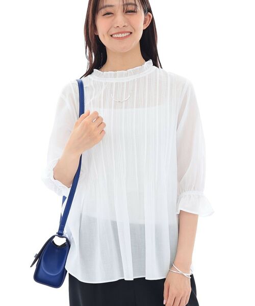 INDIVI / インディヴィ シャツ・ブラウス | 【洗える/コットン】ピンタックシアーブラウス(ホワイト(001))