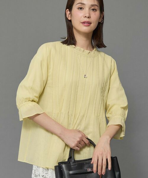 INDIVI / インディヴィ シャツ・ブラウス | 【洗える/コットン】ピンタックシアーブラウス(ライトグリーン(020))