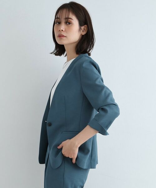 INDIVI / インディヴィ テーラードジャケット | 【洗える/スーツ/SETUP可能】リネン調ノーカラージャケット | 詳細11