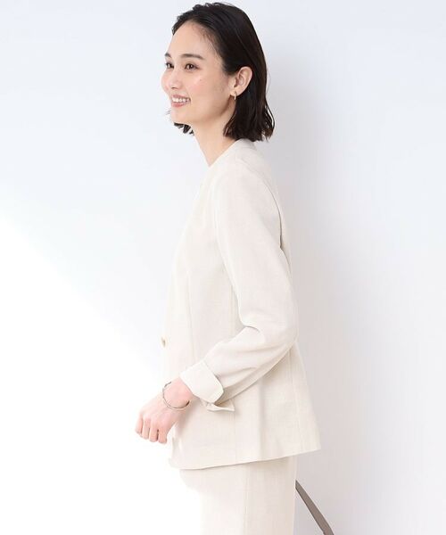 INDIVI / インディヴィ テーラードジャケット | 【洗える/スーツ/SETUP可能】リネン調ノーカラージャケット | 詳細16