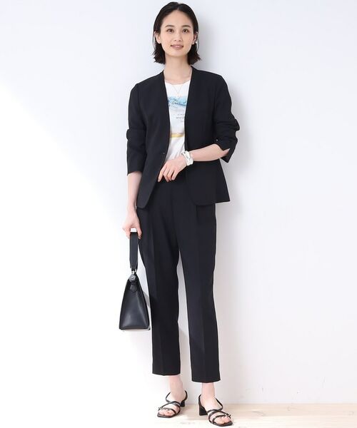 INDIVI / インディヴィ テーラードジャケット | 【洗える/スーツ/SETUP可能】リネン調ノーカラージャケット | 詳細20