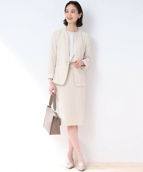 INDIVI / インディヴィ テーラードジャケット | 【洗える/スーツ/SETUP可能】リネン調ノーカラージャケット | 詳細24