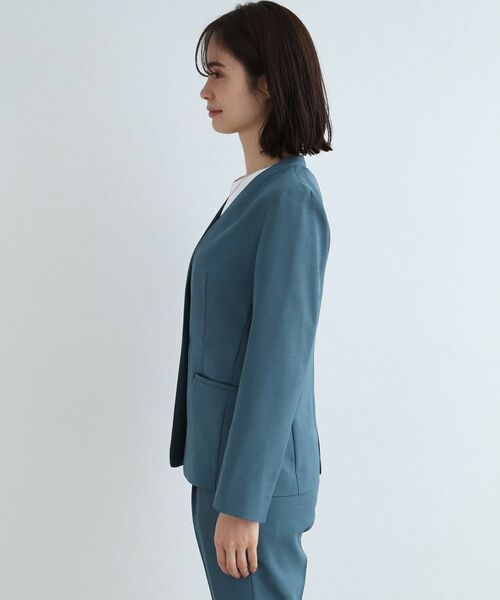 INDIVI / インディヴィ テーラードジャケット | 【洗える/スーツ/SETUP可能】リネン調ノーカラージャケット | 詳細3