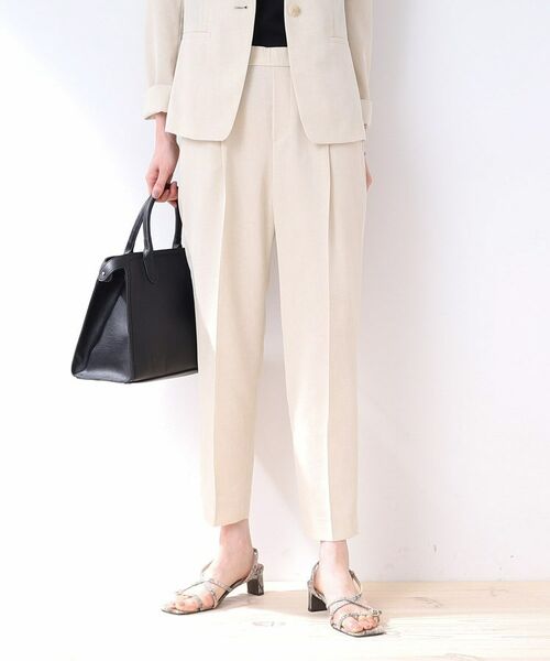 INDIVI / インディヴィ パンツ | 【洗える/スーツ/SETUP可能】リネン調テーパードパンツ(ナチュラル(050))