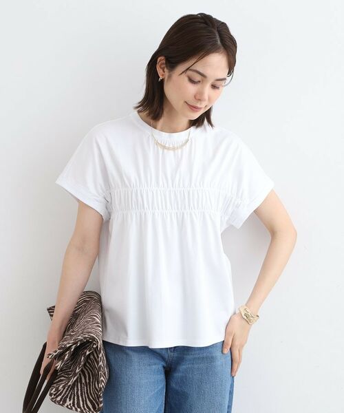 INDIVI / インディヴィ カットソー | 【洗える】ギャザーデザイントップス(ホワイト(001))