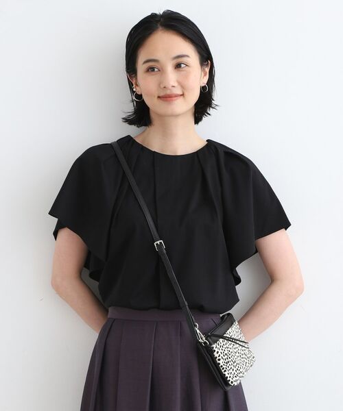 INDIVI / インディヴィ カットソー | 【洗える】フレアスリーブトップス(ブラック(019))