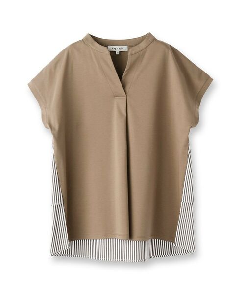INDIVI / インディヴィ カットソー | 【洗える/バックシャン】ストライプ柄ミックスカットソートップス | 詳細1