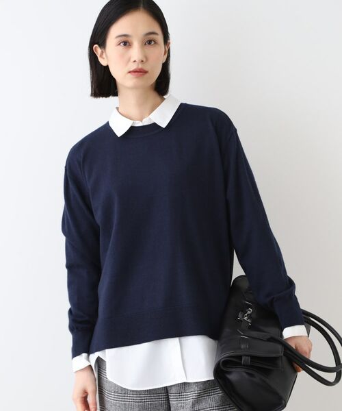 INDIVI / インディヴィ ニット・セーター | 【ウール混】リラクシーニット(ネイビー(094))