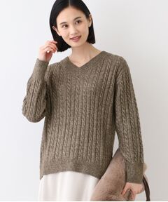 INDIVI / インディヴィ ニット・セーター | 【ウール混】クルーネックケーブルニット