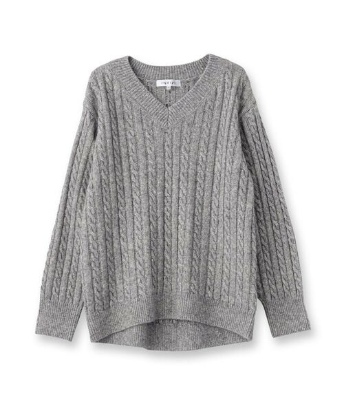 INDIVI / インディヴィ ニット・セーター | 【ウール混】クルーネックケーブルニット | 詳細1