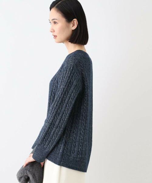 INDIVI / インディヴィ ニット・セーター | 【ウール混】クルーネックケーブルニット | 詳細10