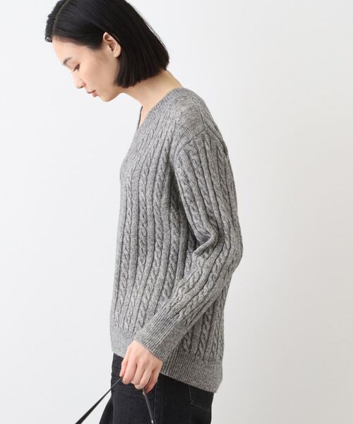 INDIVI / インディヴィ ニット・セーター | 【ウール混】クルーネックケーブルニット | 詳細14