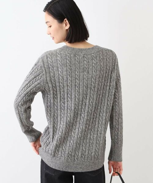 INDIVI / インディヴィ ニット・セーター | 【ウール混】クルーネックケーブルニット | 詳細15