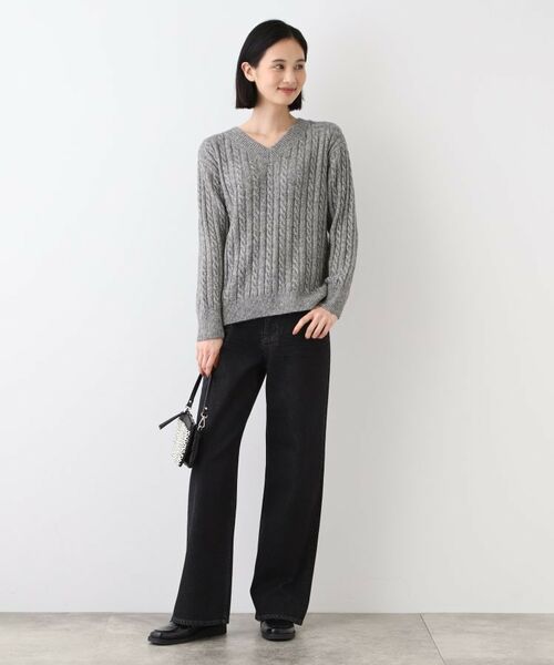 INDIVI / インディヴィ ニット・セーター | 【ウール混】クルーネックケーブルニット | 詳細16