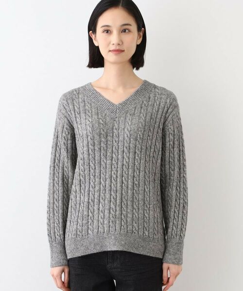 INDIVI / インディヴィ ニット・セーター | 【ウール混】クルーネックケーブルニット | 詳細18