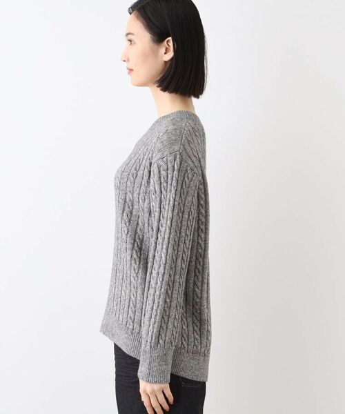 INDIVI / インディヴィ ニット・セーター | 【ウール混】クルーネックケーブルニット | 詳細19