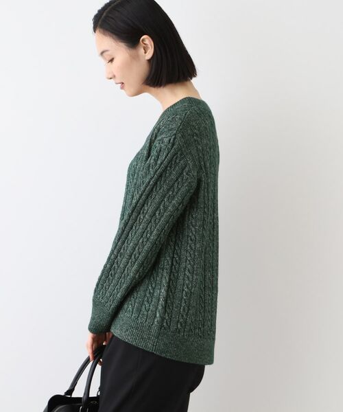 INDIVI / インディヴィ ニット・セーター | 【ウール混】クルーネックケーブルニット | 詳細2