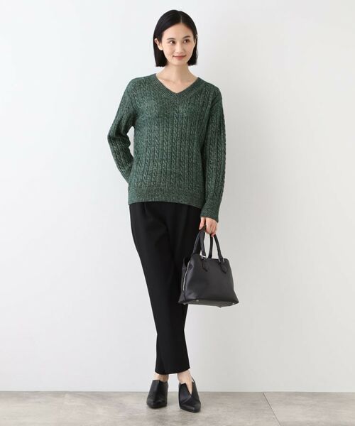 INDIVI / インディヴィ ニット・セーター | 【ウール混】クルーネックケーブルニット | 詳細4