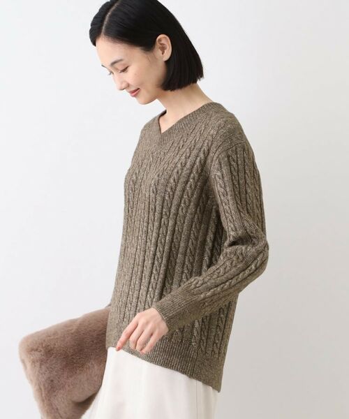 INDIVI / インディヴィ ニット・セーター | 【ウール混】クルーネックケーブルニット | 詳細6