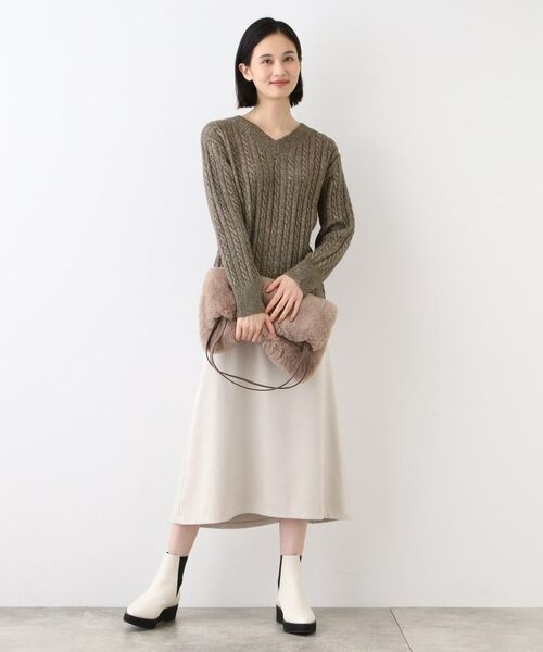 INDIVI / インディヴィ ニット・セーター | 【ウール混】クルーネックケーブルニット | 詳細8