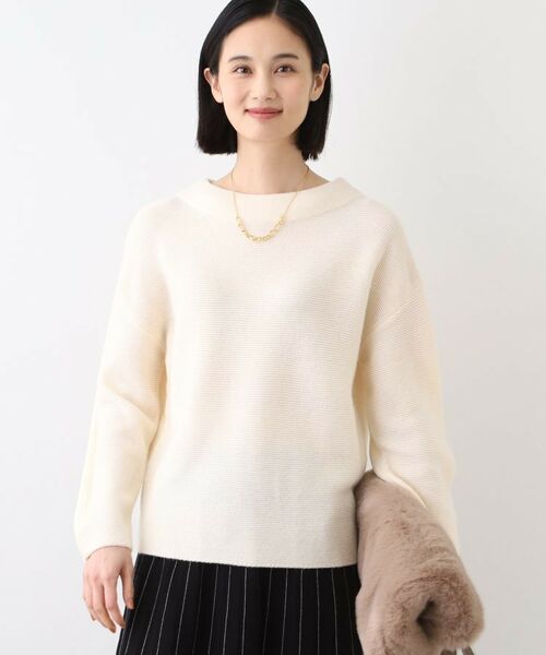 INDIVI / インディヴィ ニット・セーター | 【ウール混】ガーター編ボトルネックニット(オフホワイト(003))