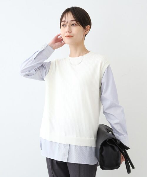 INDIVI / インディヴィ ニット・セーター | 【洗える】ニット&ブラウス 重ね着風トップス(ホワイト(501))