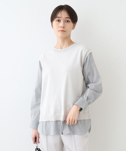 INDIVI / インディヴィ ニット・セーター | 【洗える】ニット&ブラウス 重ね着風トップス(グレー(512))