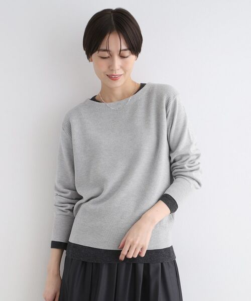 INDIVI / インディヴィ ニット・セーター | 【洗える】フォルムラメニット(ライトグレー(911))