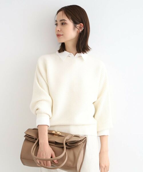 INDIVI / インディヴィ ニット・セーター | 【洗える】凹凸編地フォルムニット(ホワイト(001))