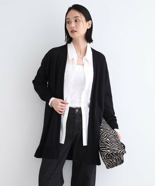 INDIVI / インディヴィ カーディガン・ボレロ | 【洗える】シンプル着流しニットカーディガン(ブラック(019))